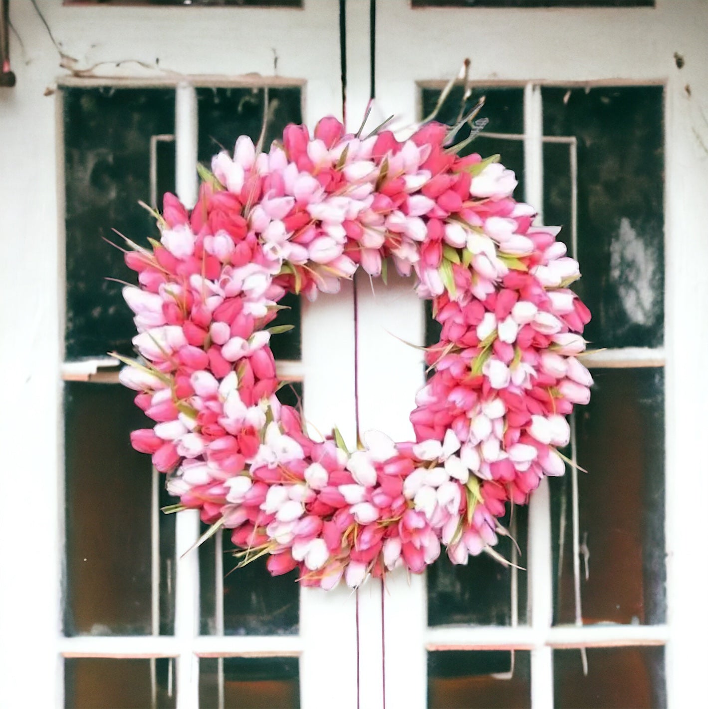 Handmade Pink & White Tulip Wreath