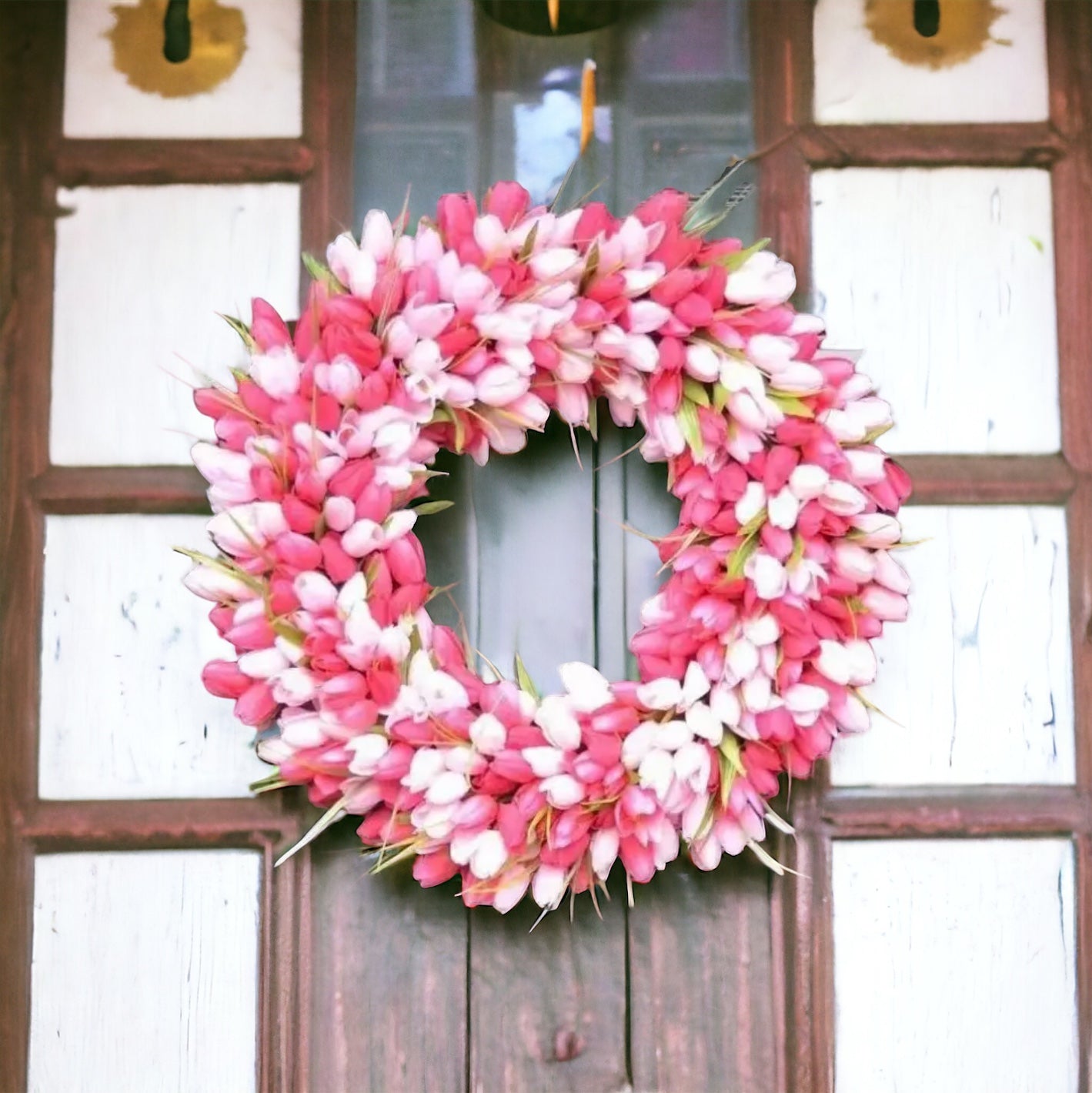 Handmade Pink & White Tulip Wreath