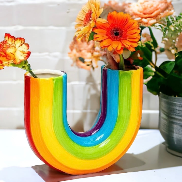 Funky U Shaped Rainbow Vase