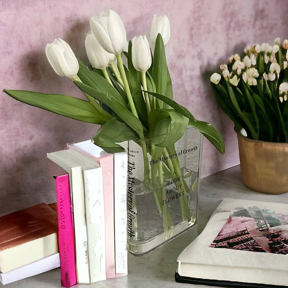 Clear Acrylic Book About Flowers Vase