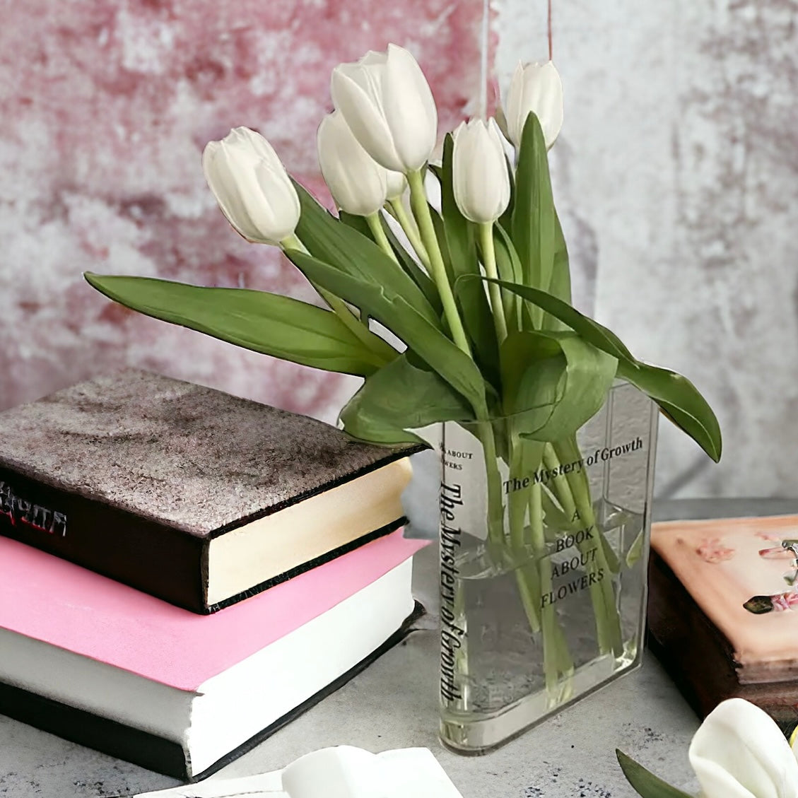 Clear Acrylic Book About Flowers Vase
