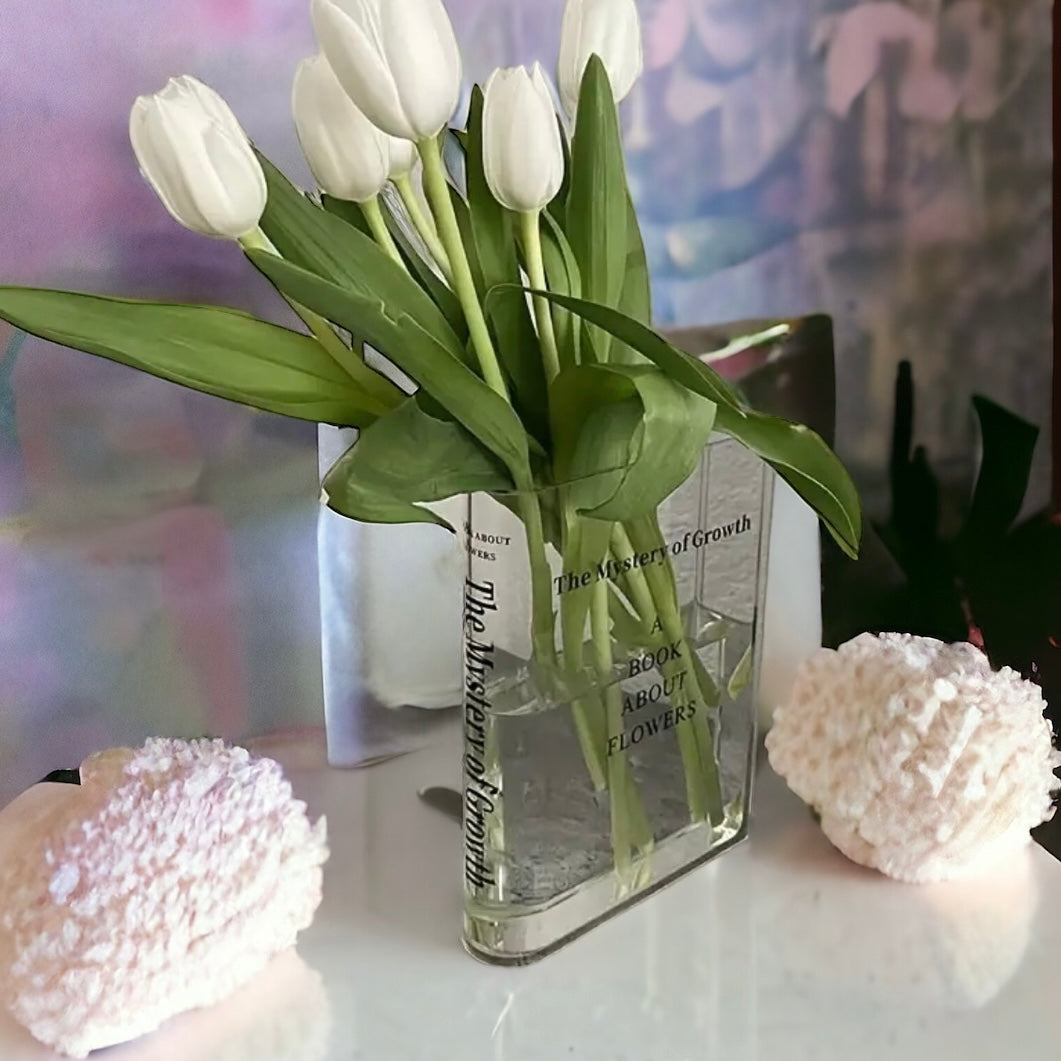 Clear Acrylic Book About Flowers Vase