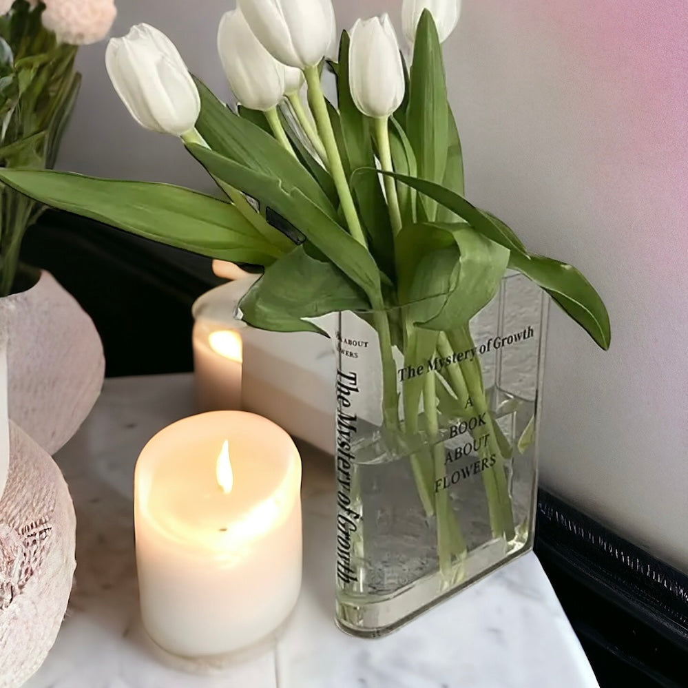 Clear Acrylic Book About Flowers Vase
