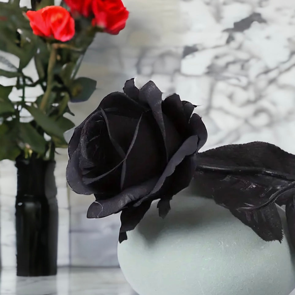 Luxury Set Of Black Synthetic Roses