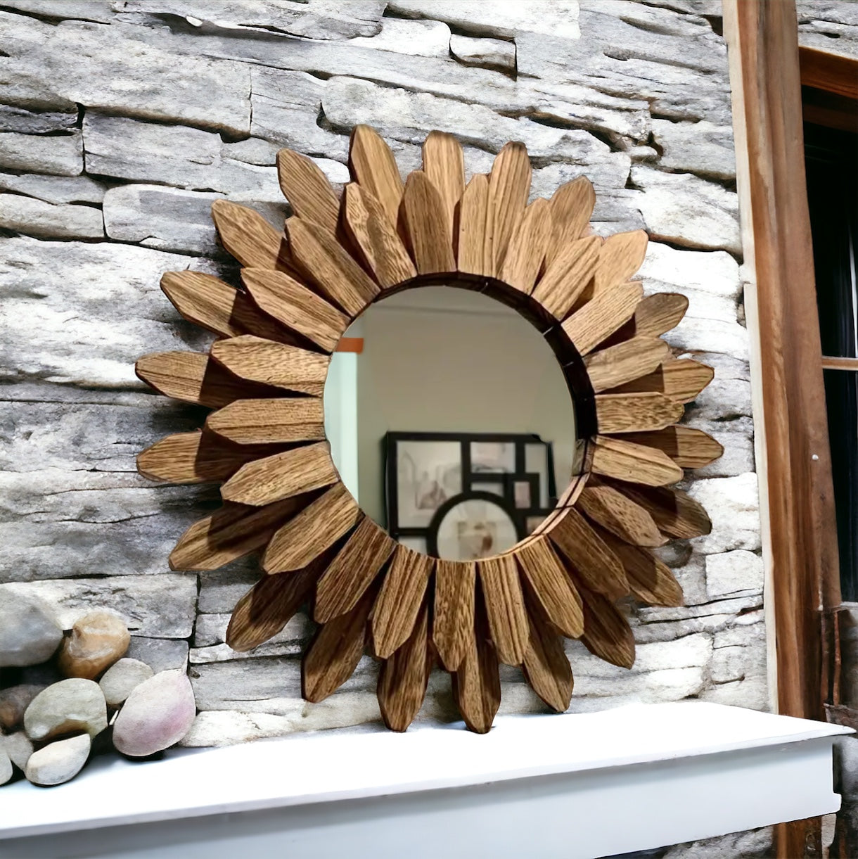 Hand-Crafter Bohemian Wood Mirror