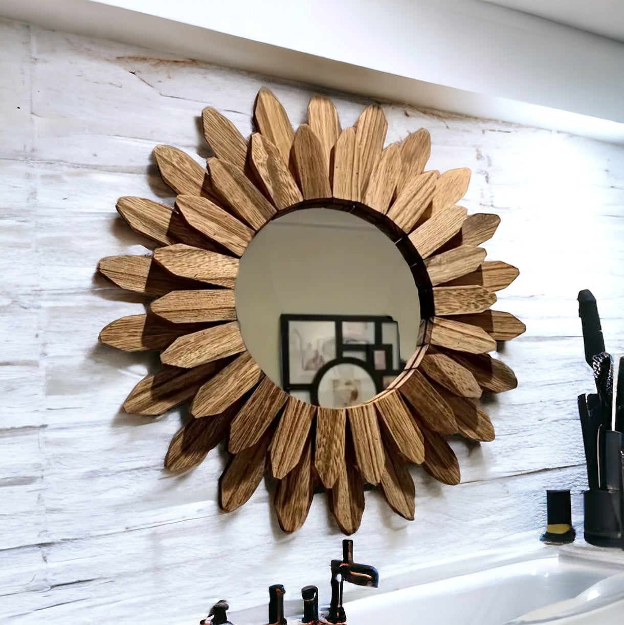 Hand-Crafter Bohemian Wood Mirror