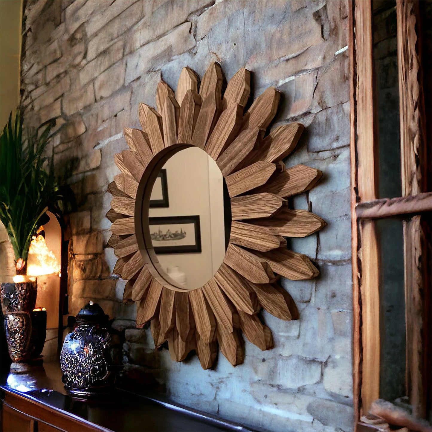 Hand-Crafter Bohemian Wood Mirror
