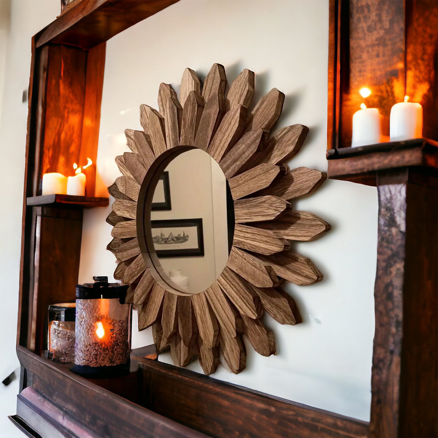 Hand-Crafter Bohemian Wood Mirror
