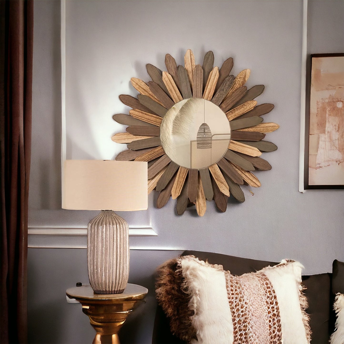 Hand-Crafter Bohemian Wood Mirror