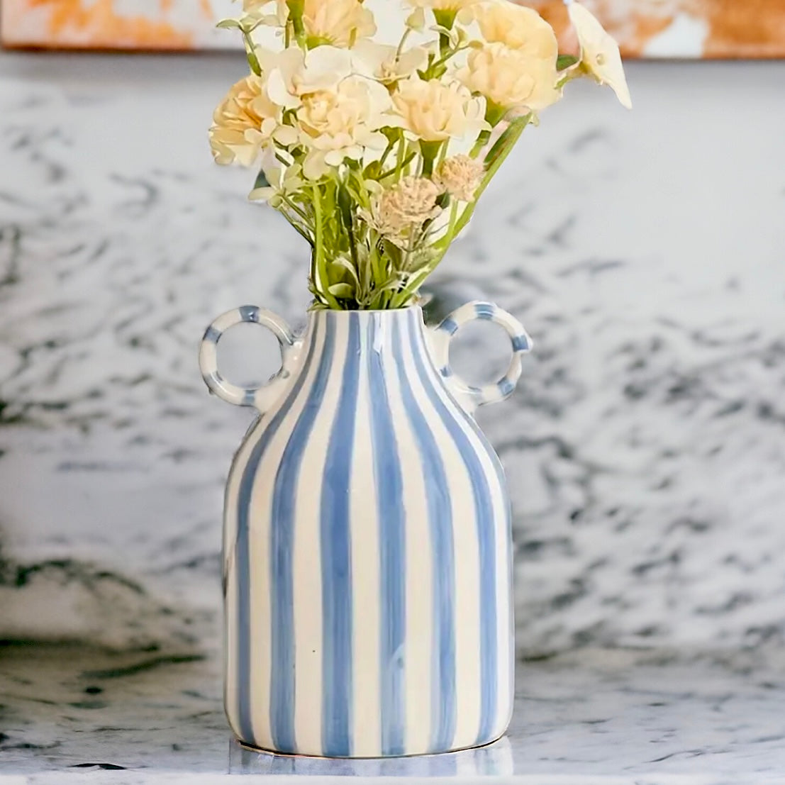 Hand-Painted Vase With Double Ear Handles