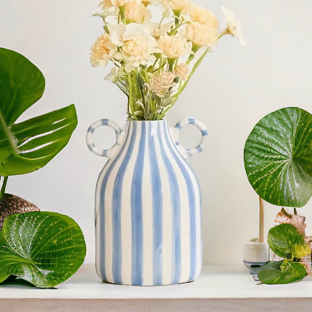 Hand-Painted Vase With Double Ear Handles