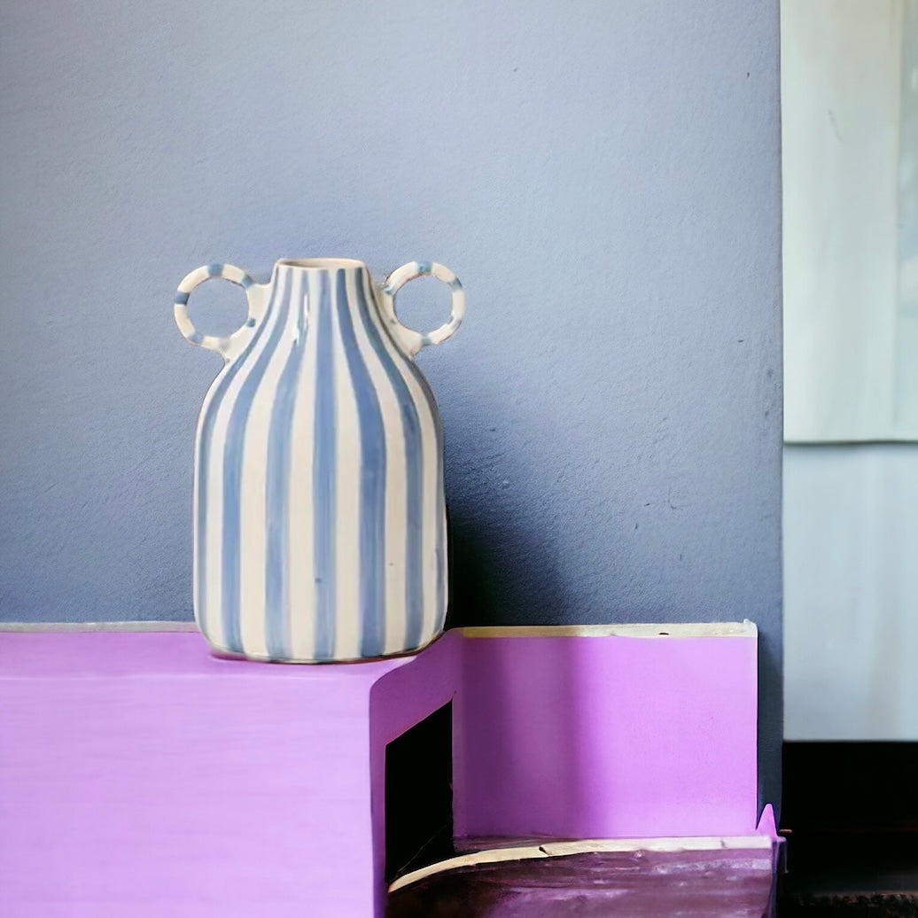 Hand-Painted Vase With Double Ear Handles