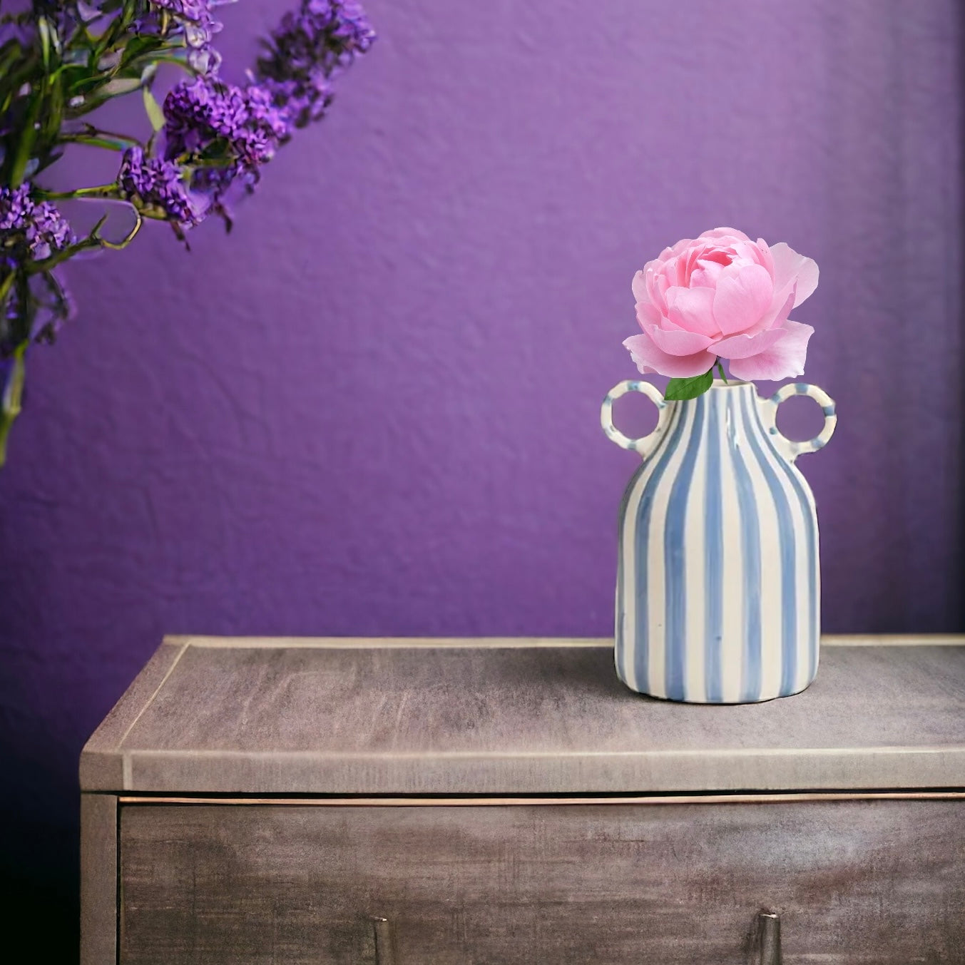 Hand-Painted Vase With Double Ear Handles