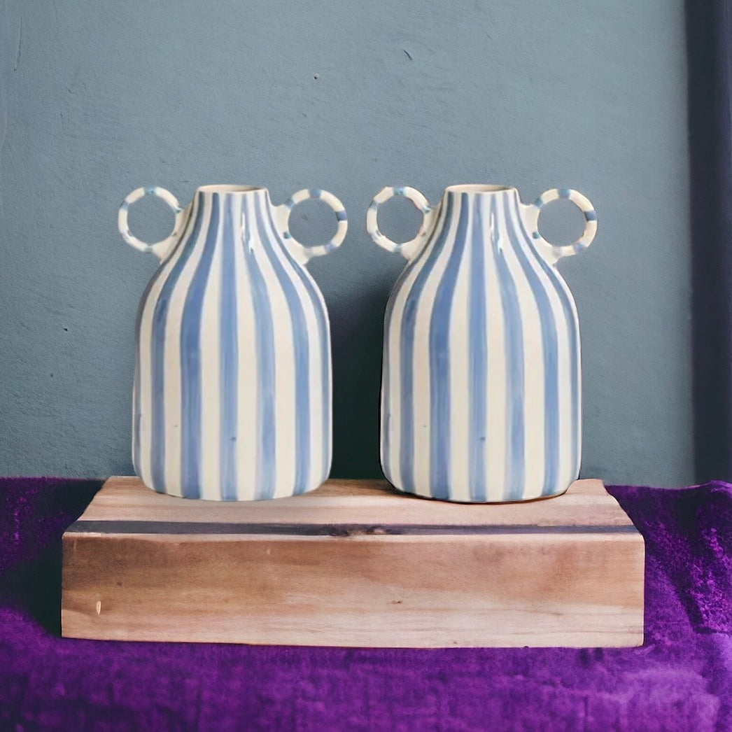 Hand-Painted Vase With Double Ear Handles