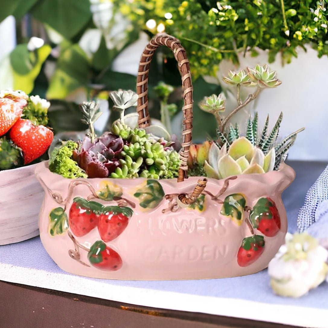 Pink Strawberry Fields Planter Vase