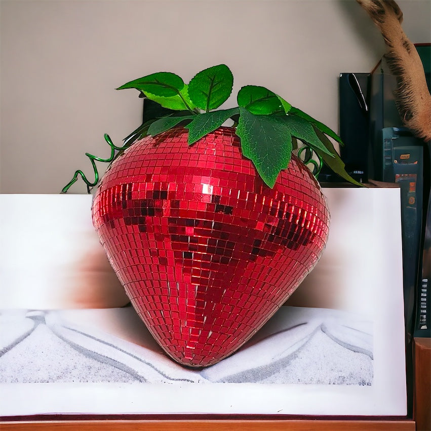 Mosaic Disco Ball Strawberry Ornament