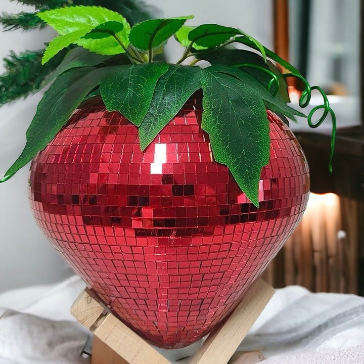 Mosaic Disco Ball Strawberry Ornament
