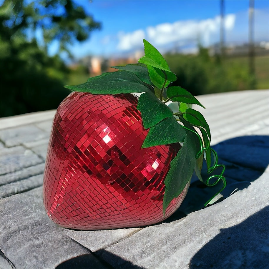 Mosaic Disco Ball Strawberry Ornament