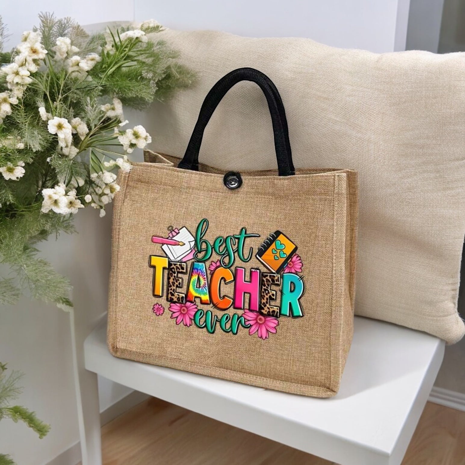 Best Teacher Ever Canvas Tote Bag – Pretty Little Presents