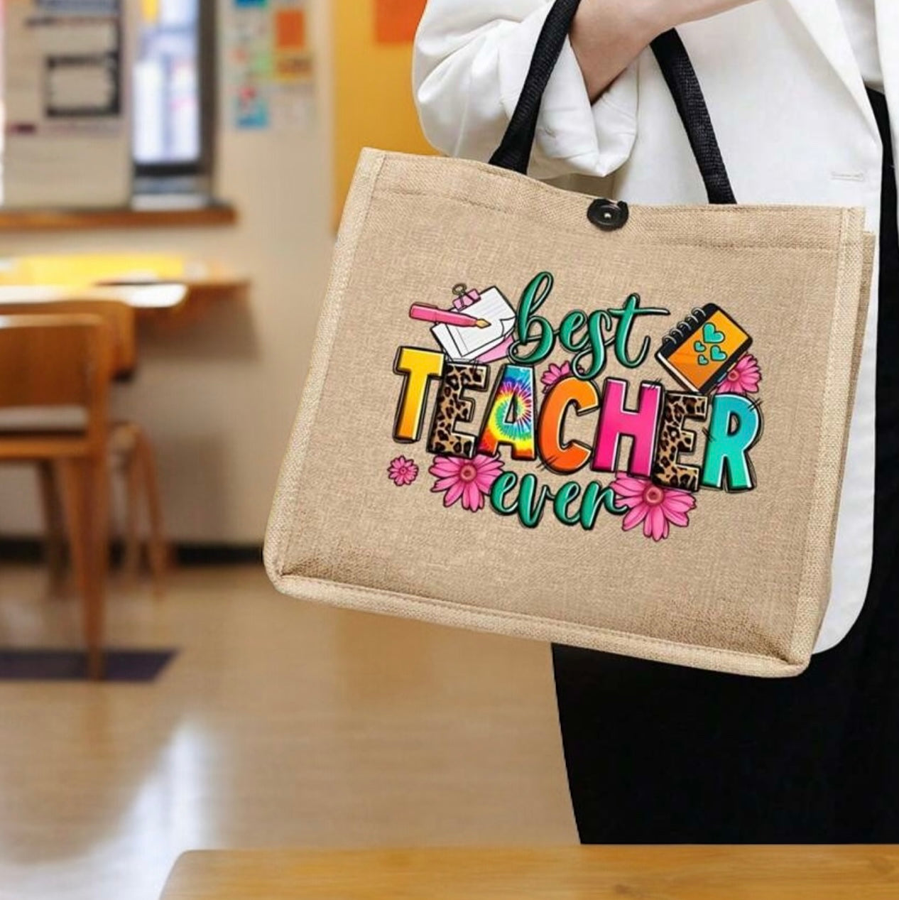 Best Teacher Ever Canvas Tote Bag