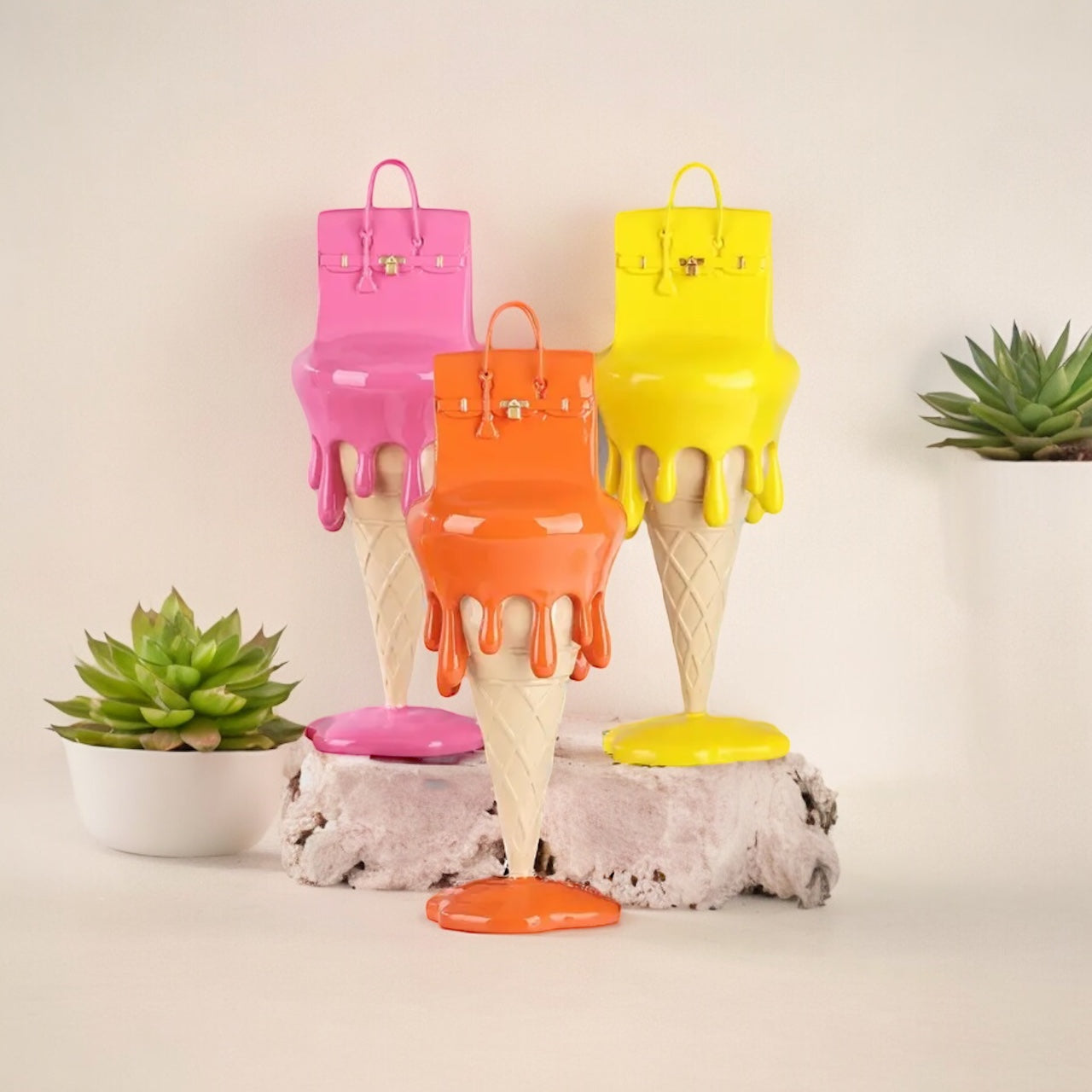Vibrant Melting Ice Cream Handbag Sculpture