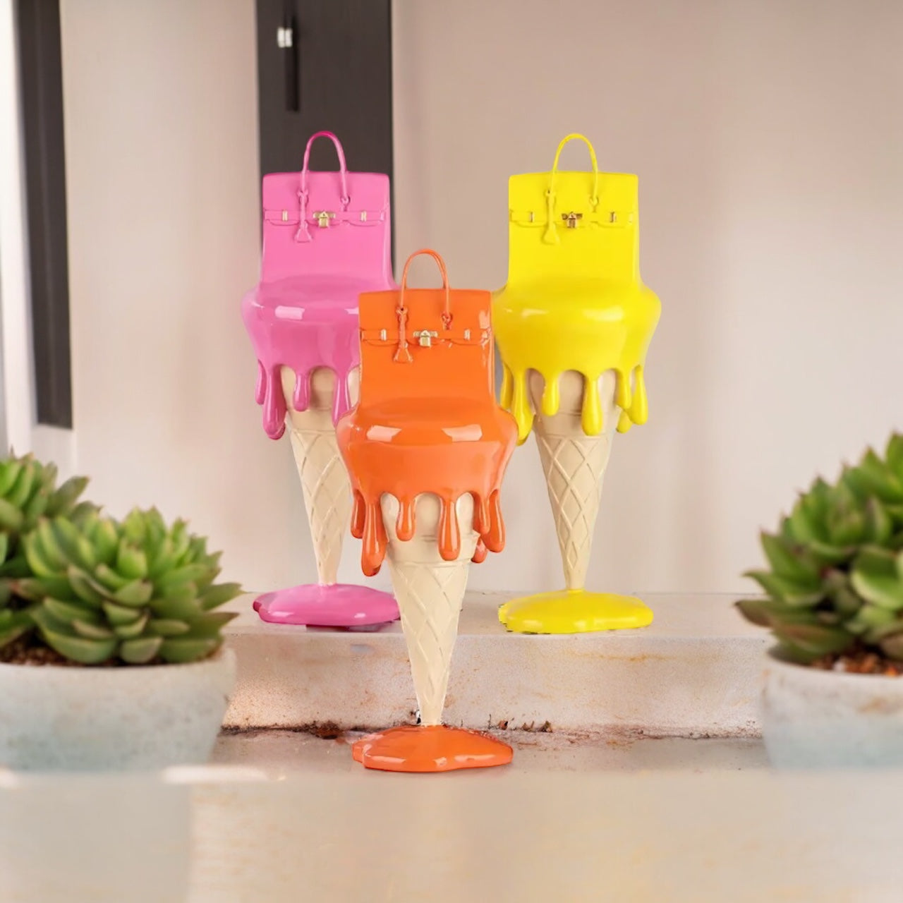 Vibrant Melting Ice Cream Handbag Sculpture