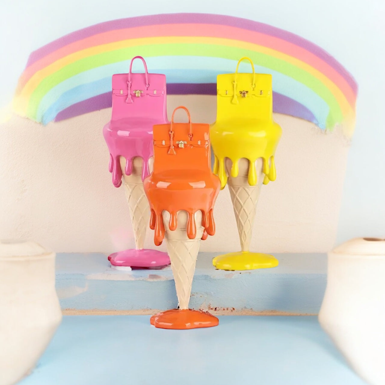 Vibrant Melting Ice Cream Handbag Sculpture