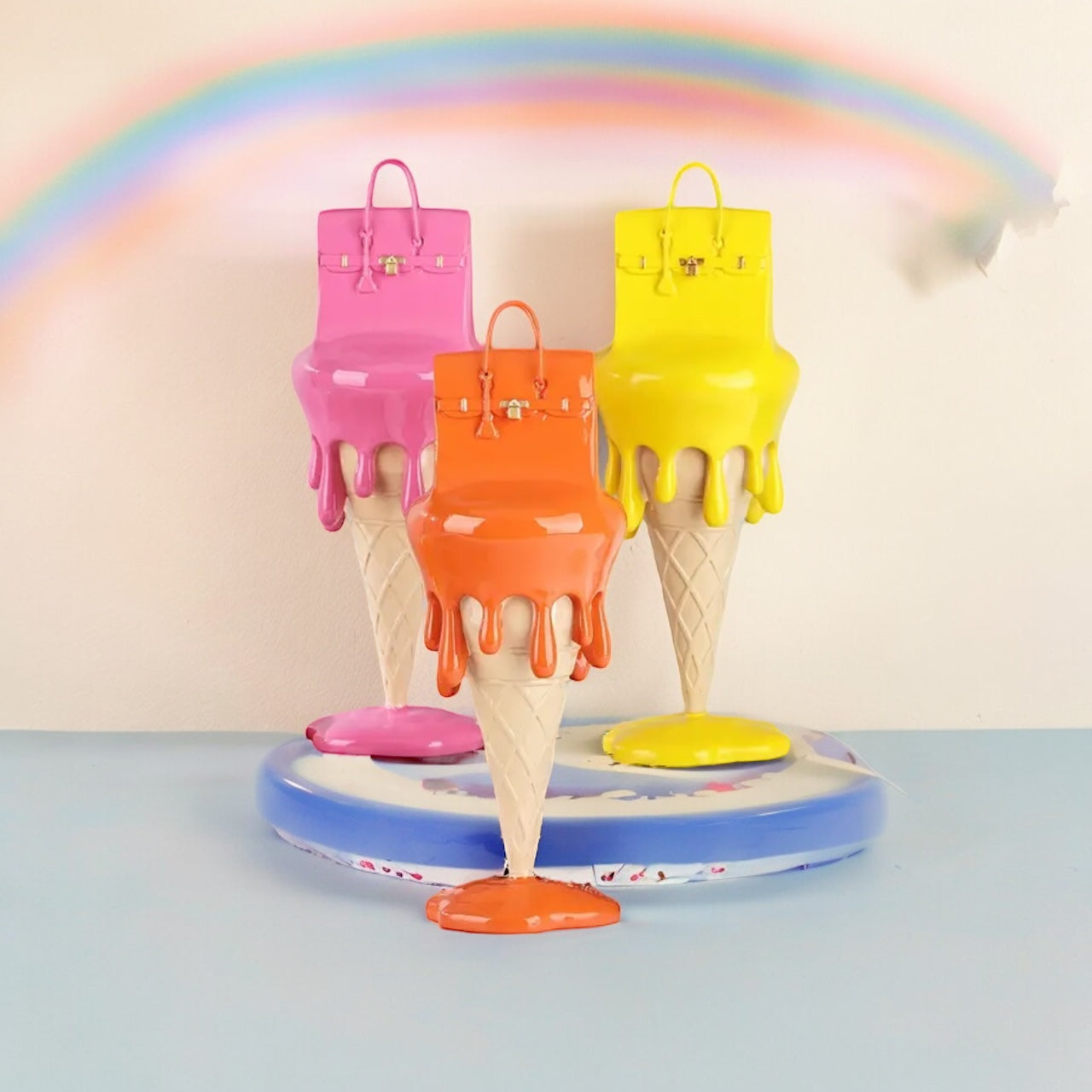 Vibrant Melting Ice Cream Handbag Sculpture