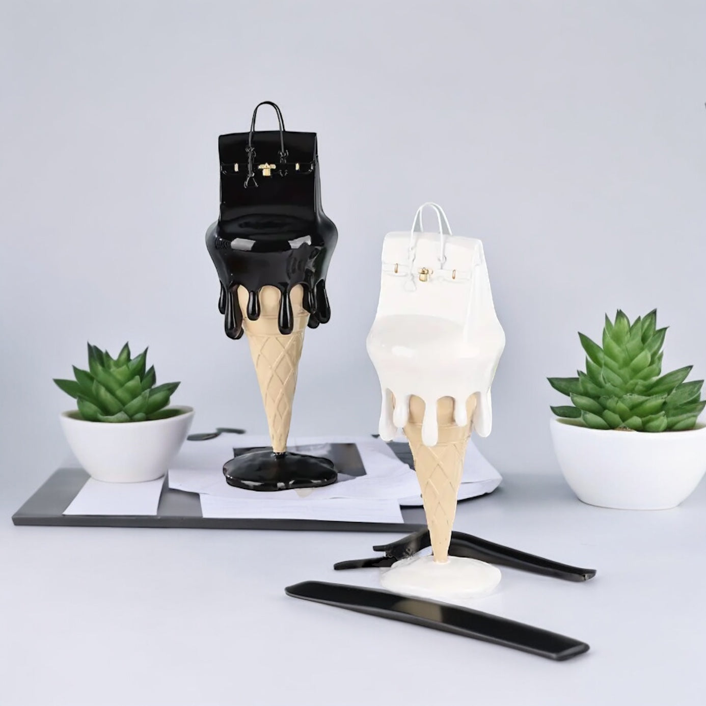 Vibrant Melting Ice Cream Handbag Sculpture