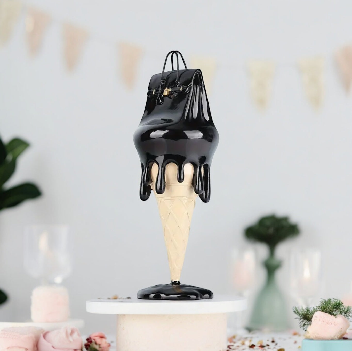 Vibrant Melting Ice Cream Handbag Sculpture