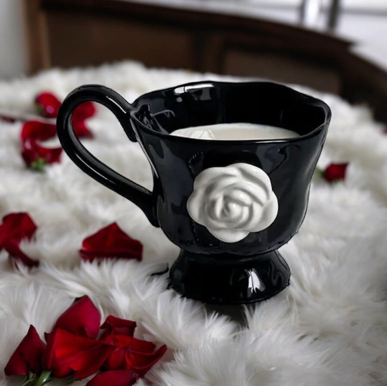 Premium Black & White Flower Mug