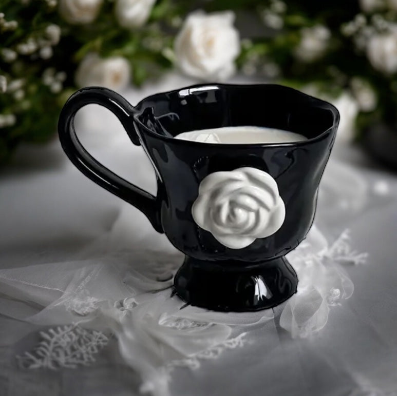 Premium Black & White Flower Mug
