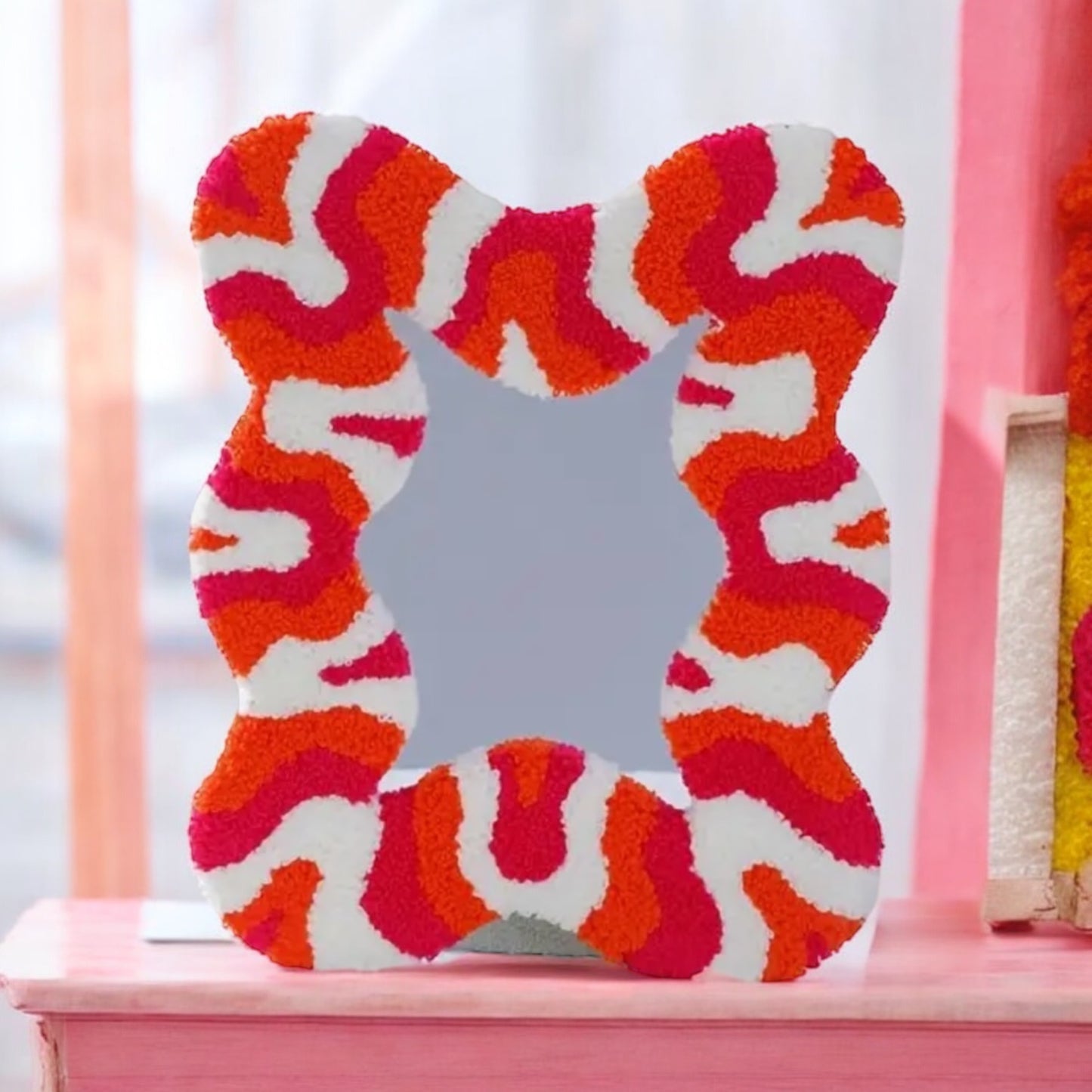 Irregular Shape Pink & Orange Mirror