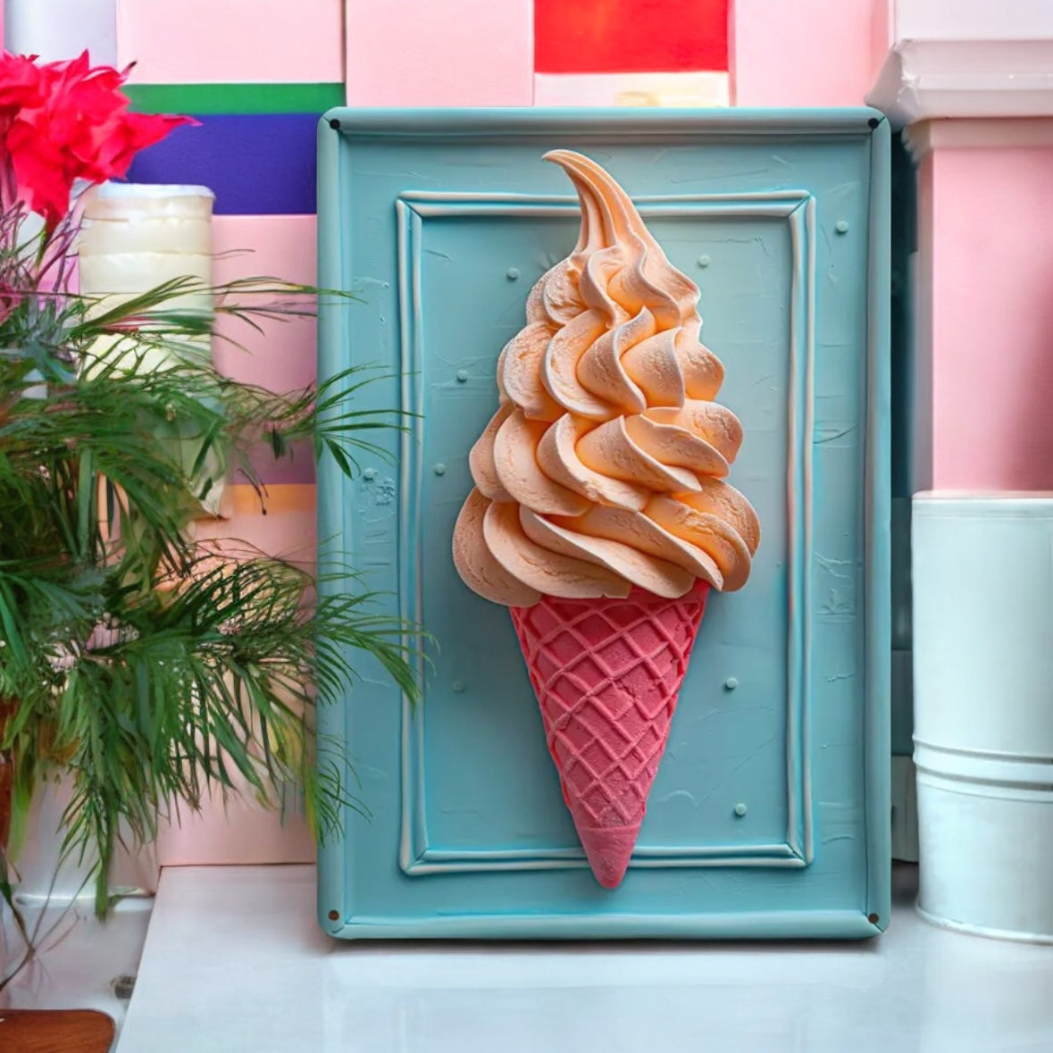 Aluminium Wall Art Ice Cream Cone