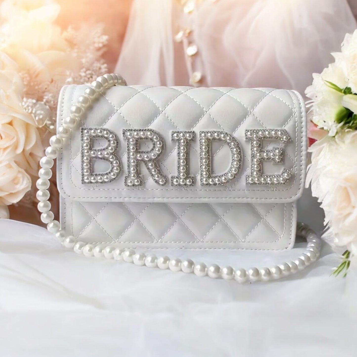 Personalised Quilted Bride Handbag