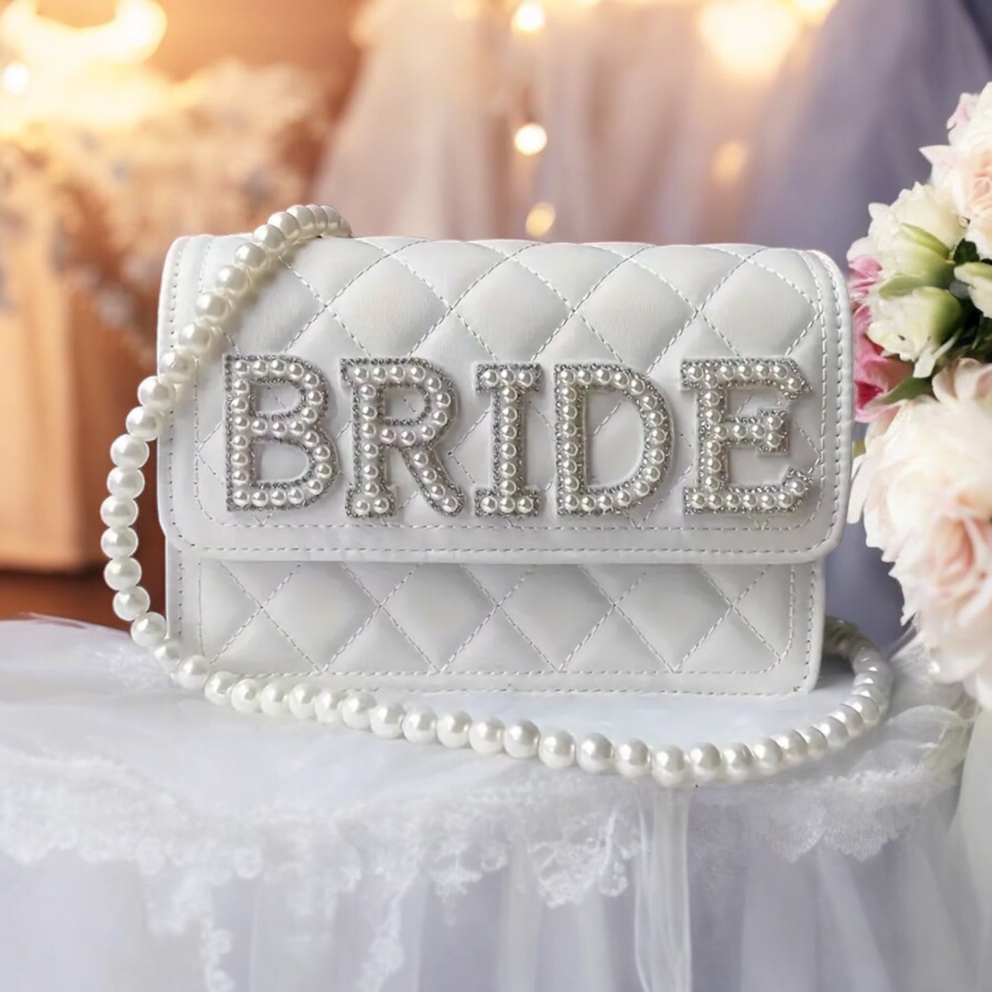 Personalised Quilted Bride Handbag
