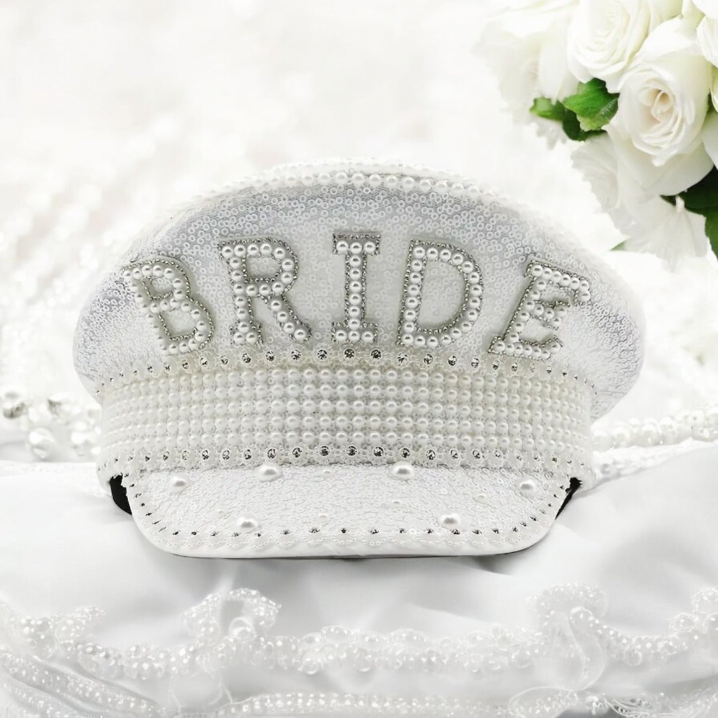Personalised Diamanté & Pearl Bride Hat
