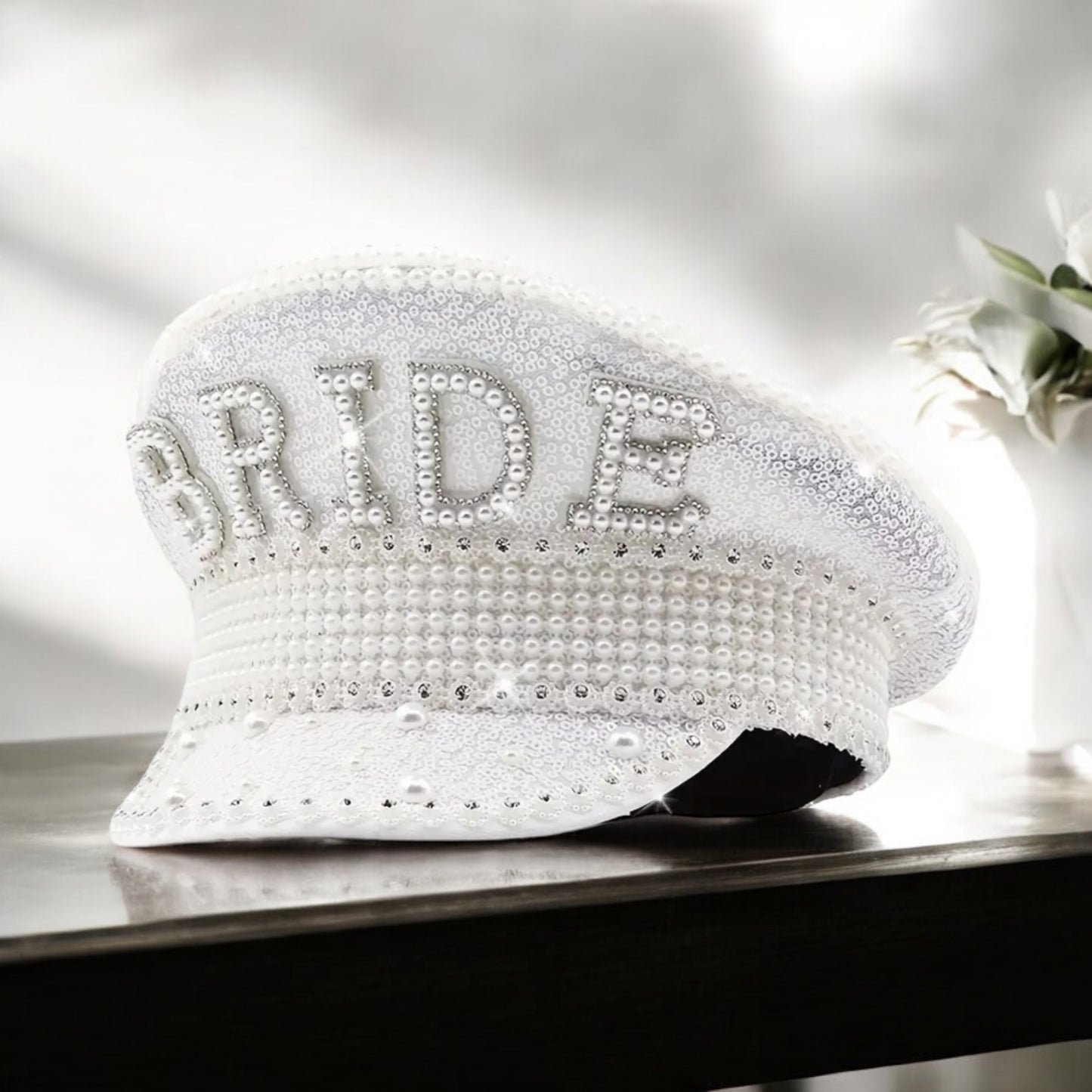 Personalised Diamanté & Pearl Bride Hat