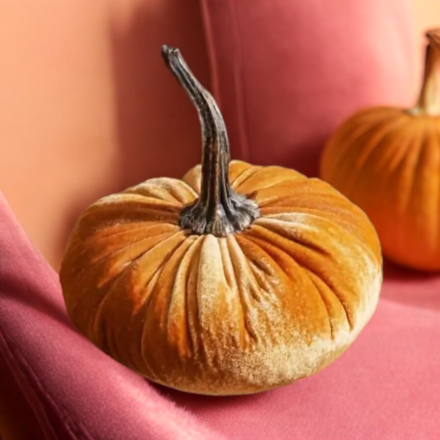 Autumn Decor 15cm Velvet Pumpkins