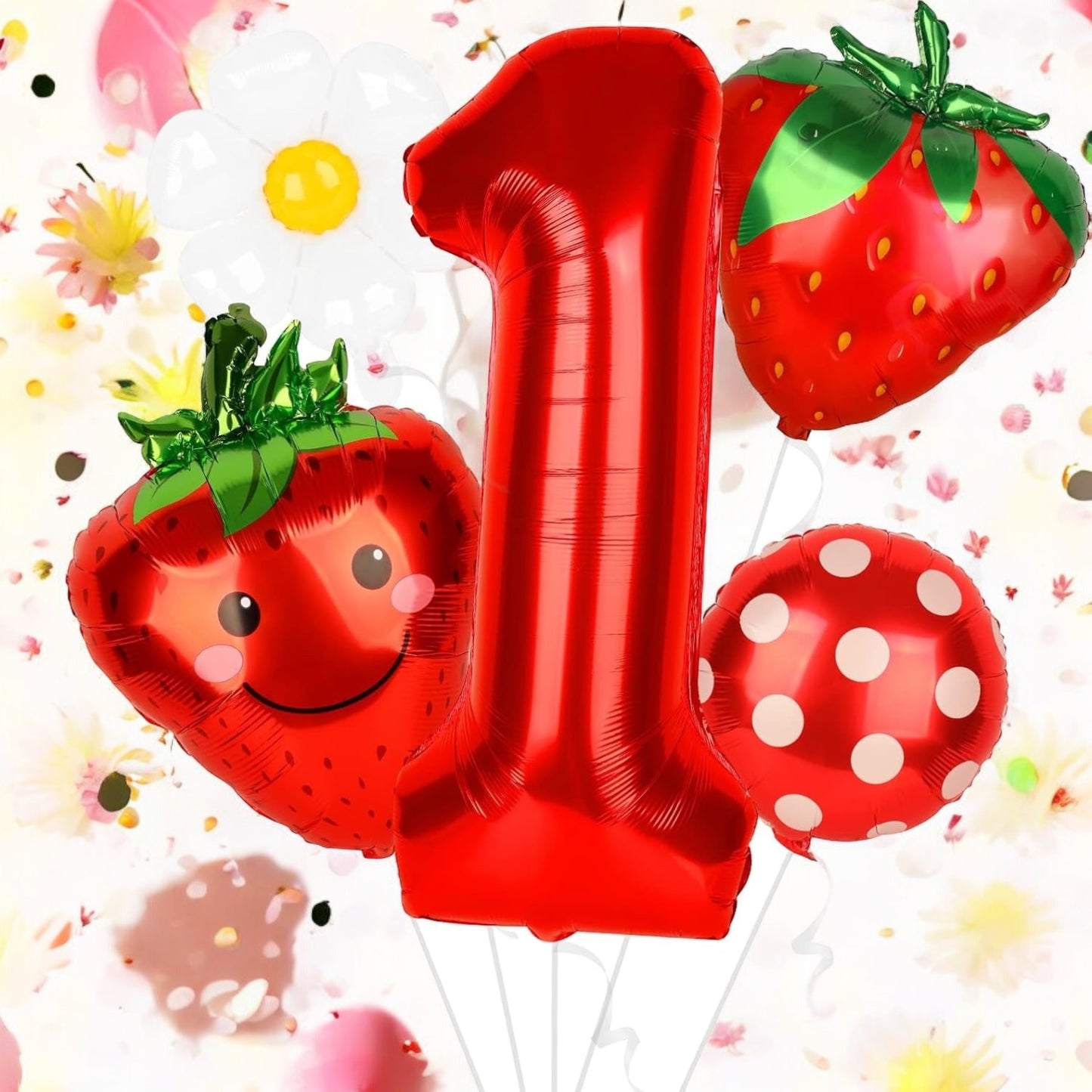 5 Piece Berry 1st Birthday Balloon Set