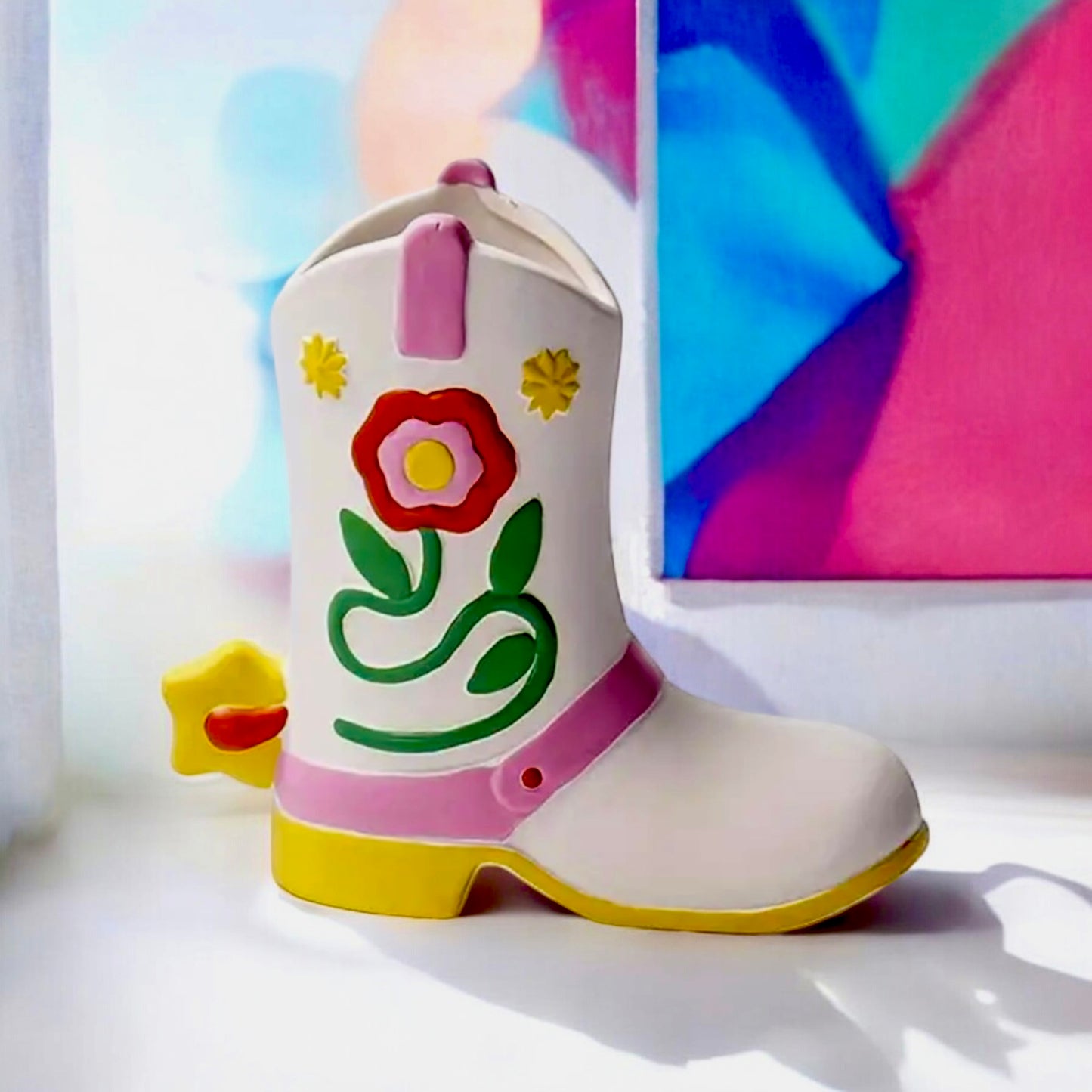 Retro Cowboy / Cowgirl Boot Shaped Vase