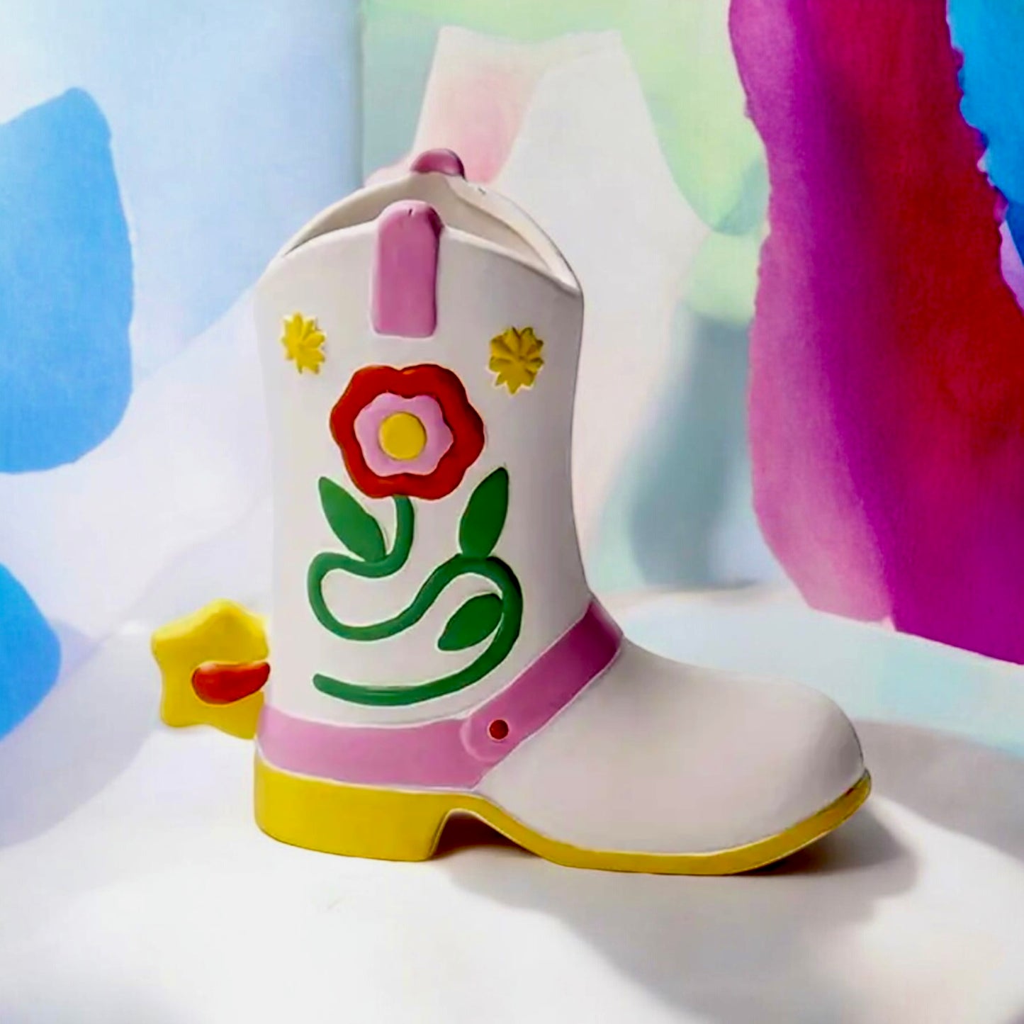 Retro Cowboy / Cowgirl Boot Shaped Vase