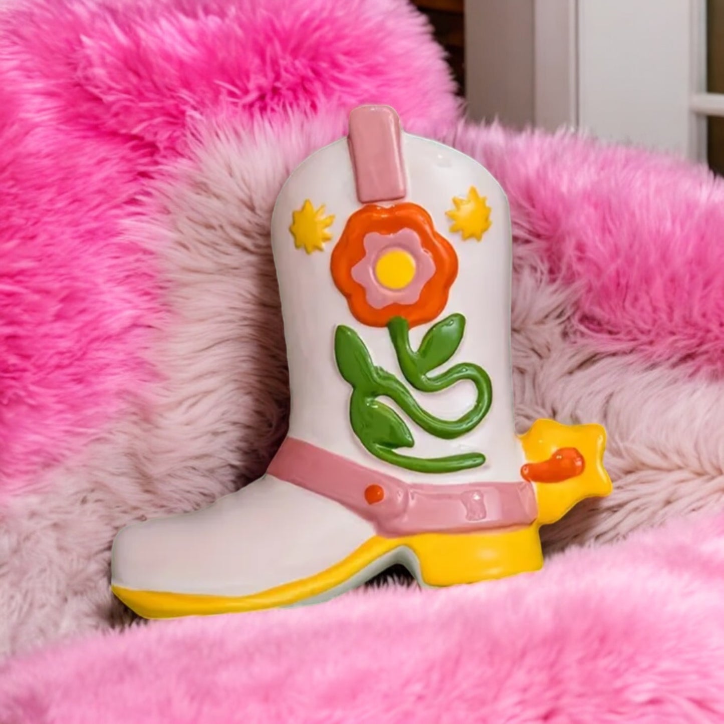 Retro Cowboy / Cowgirl Boot Shaped Vase