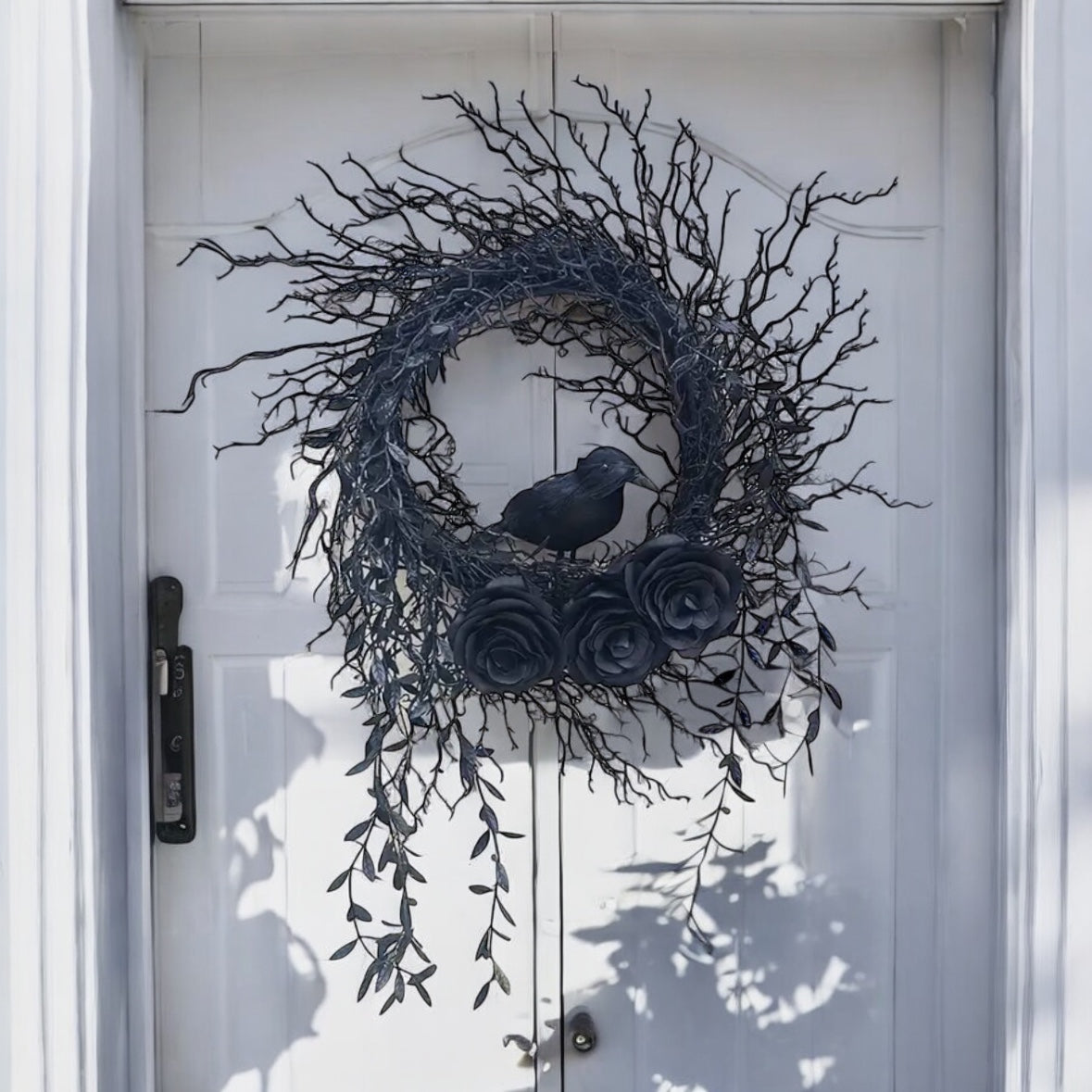Spooky Raven Halloween Branch Wreath
