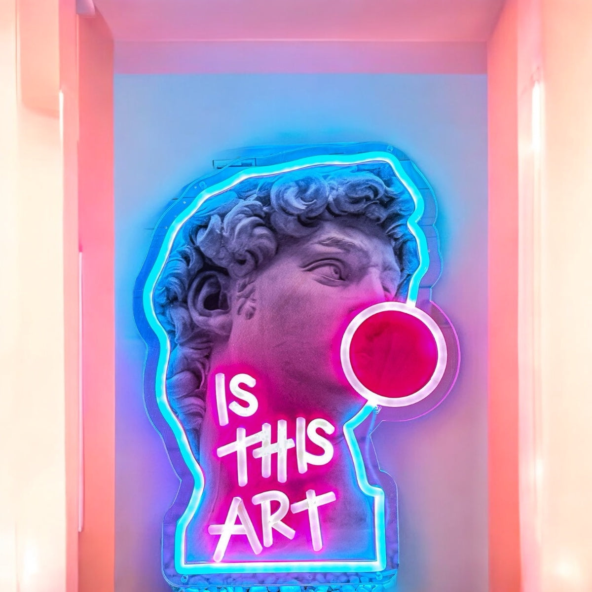 Neon ‘This Is Art’ David Blowing Gum