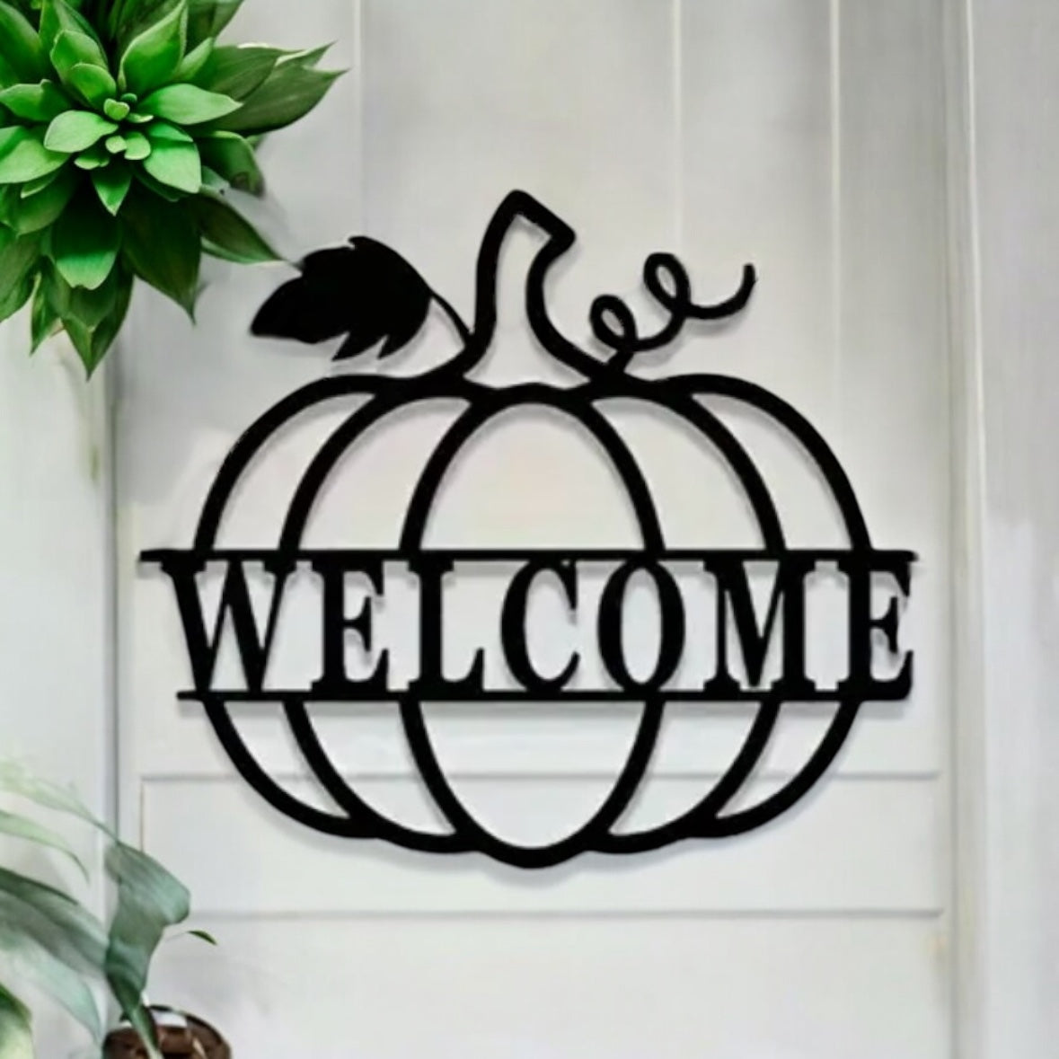 Metal Pumpkin Welcome Sign