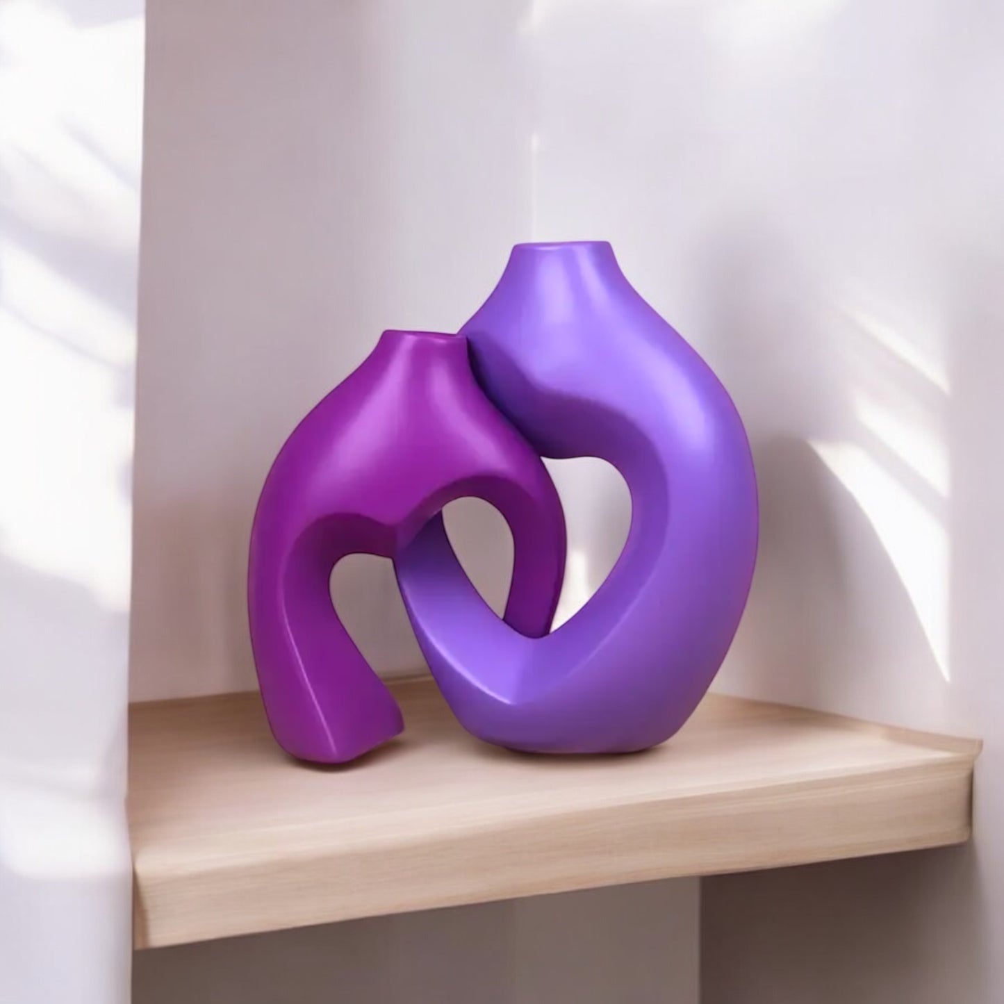 Two Piece Petite Purple interlocking Heart Vase