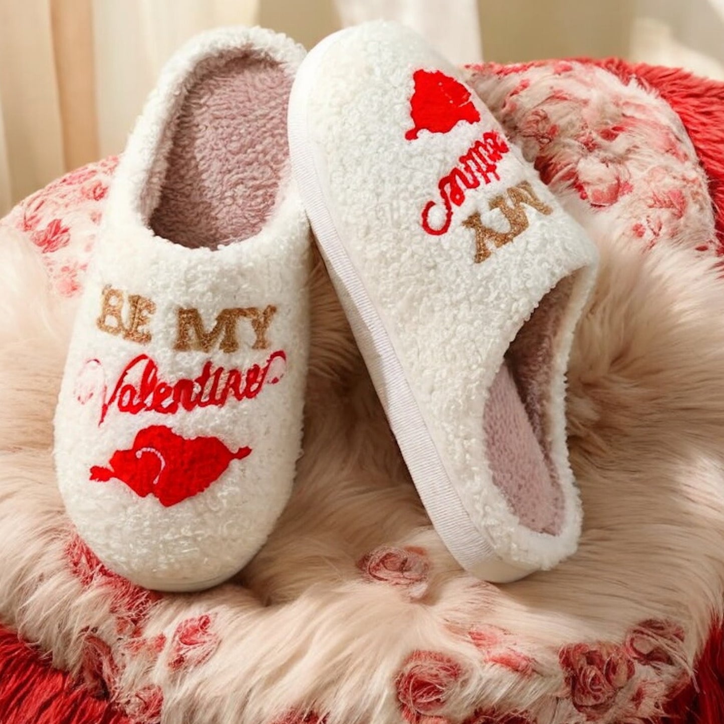 Be My Valentine Plush Slippers