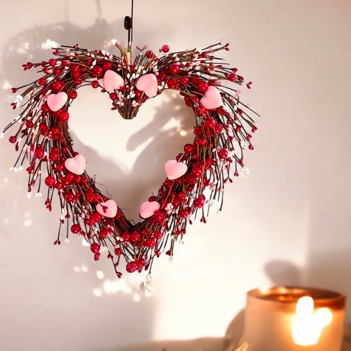 Valentines Red & Pink Heart Twig Wreath