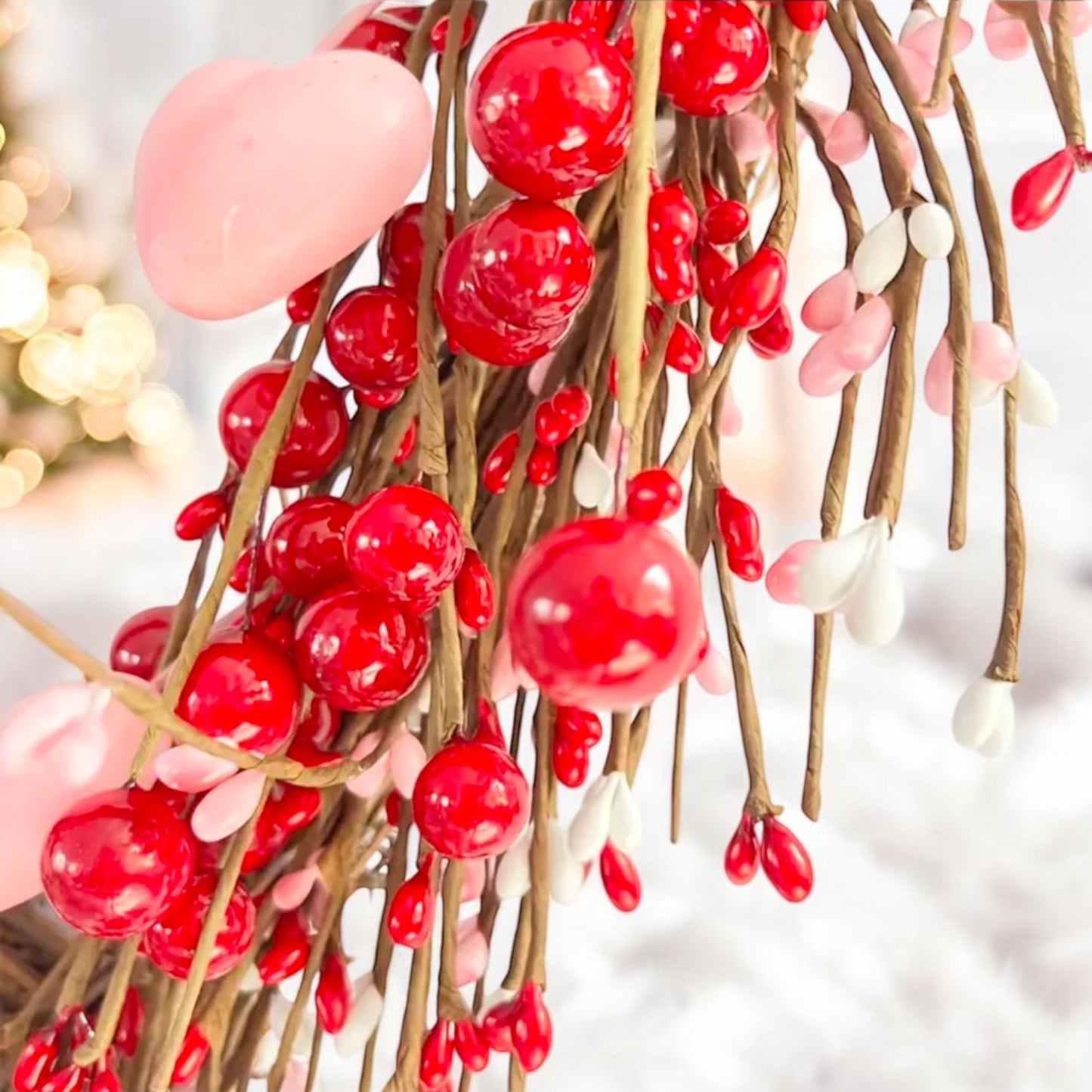 Valentines Red & Pink Heart Twig Wreath